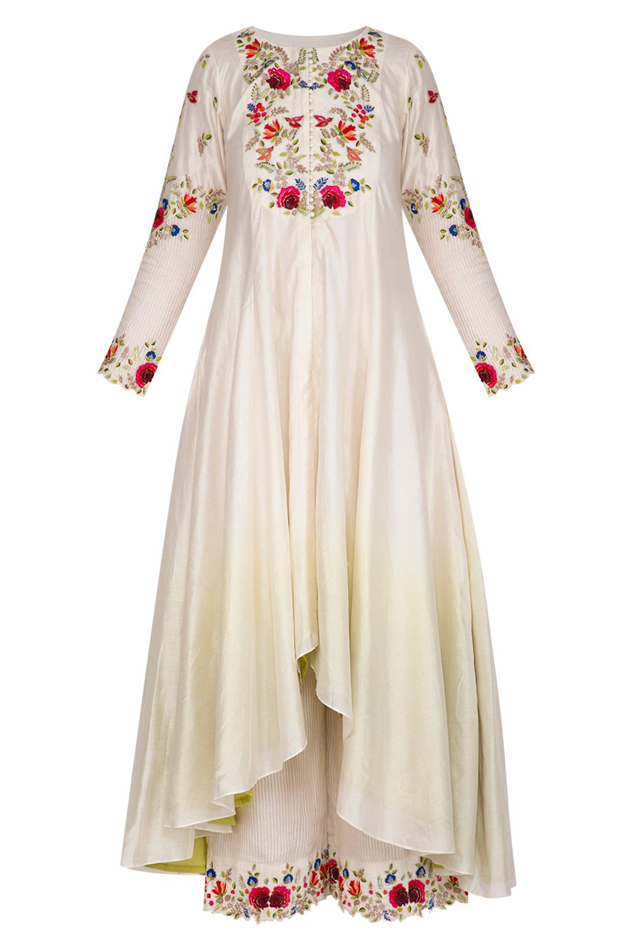 Ivory Ombre Dyed Embroidered Plazo Set