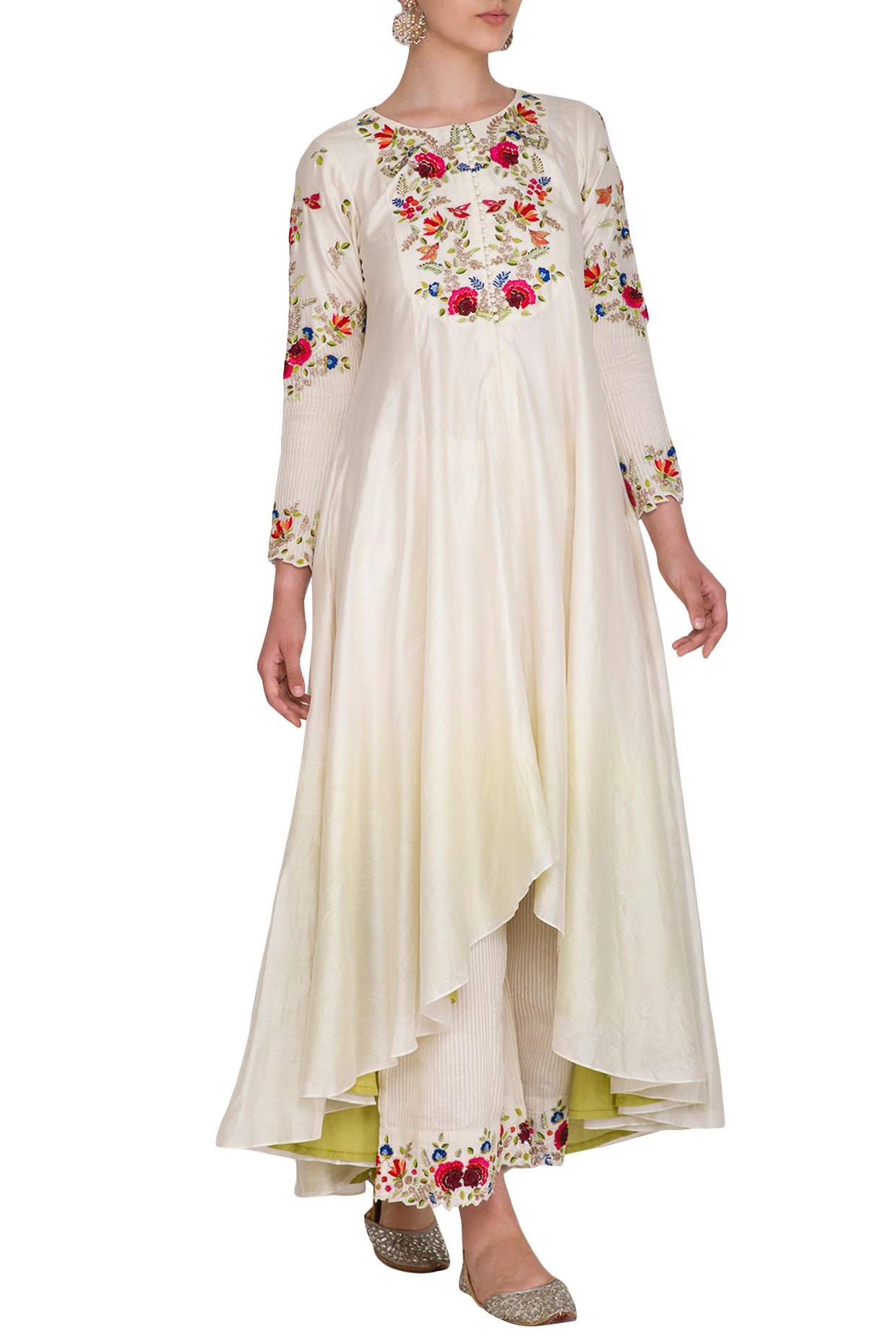 Ivory Ombre Dyed Embroidered Plazo Set