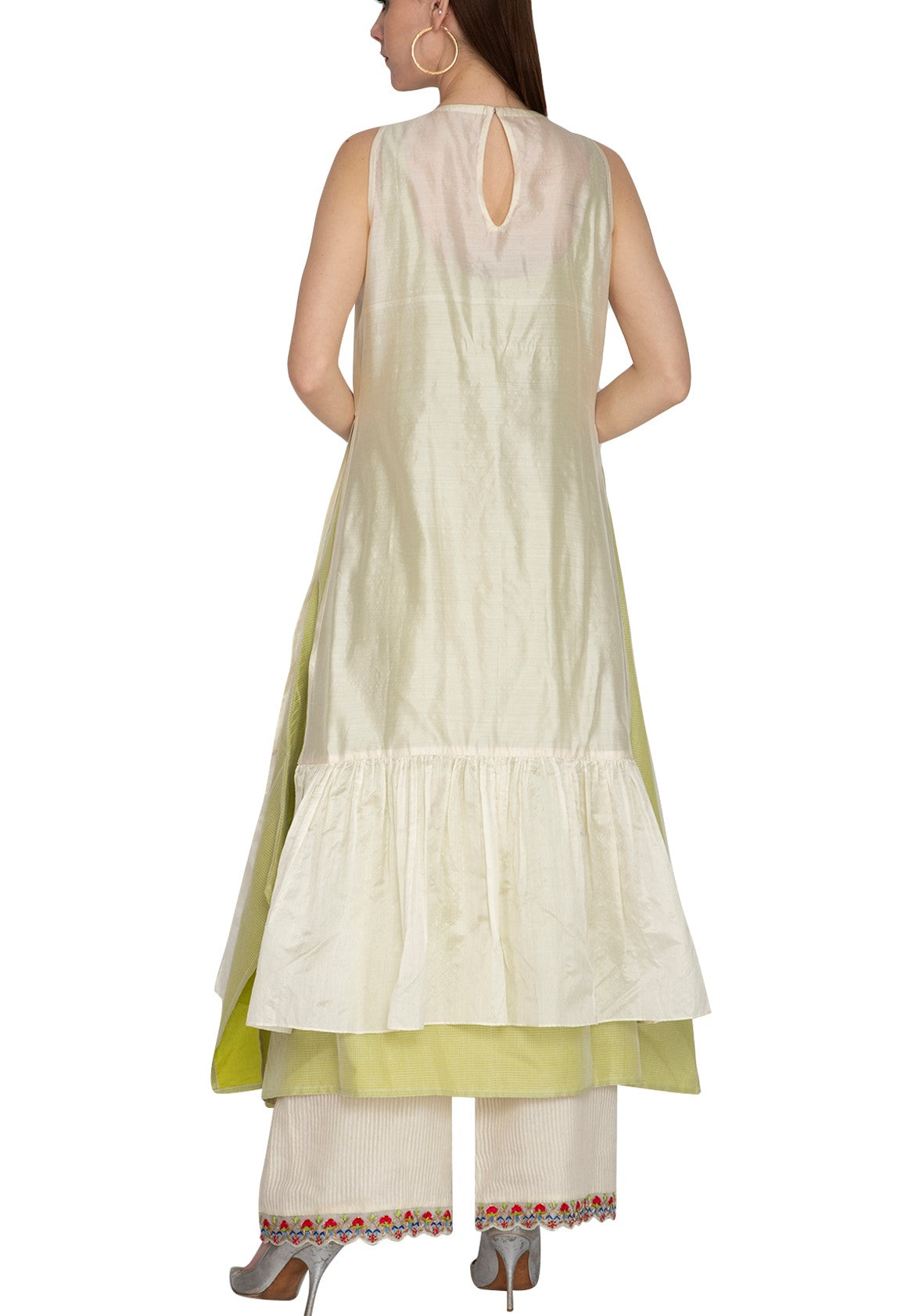 Ivory Multi-colored Embroidered Kurta Set