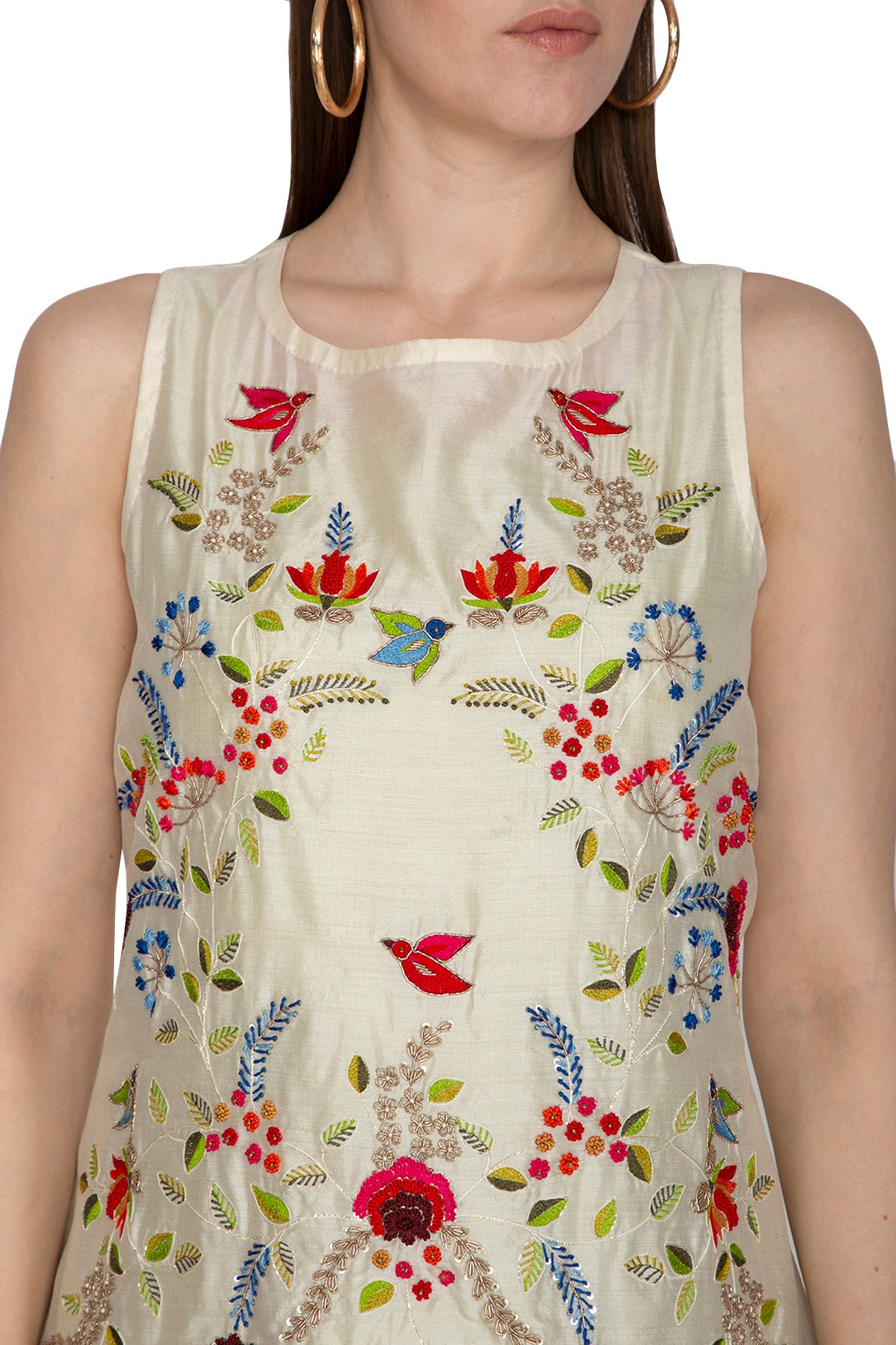Ivory Multi-Colored Embroidered Kurta Set