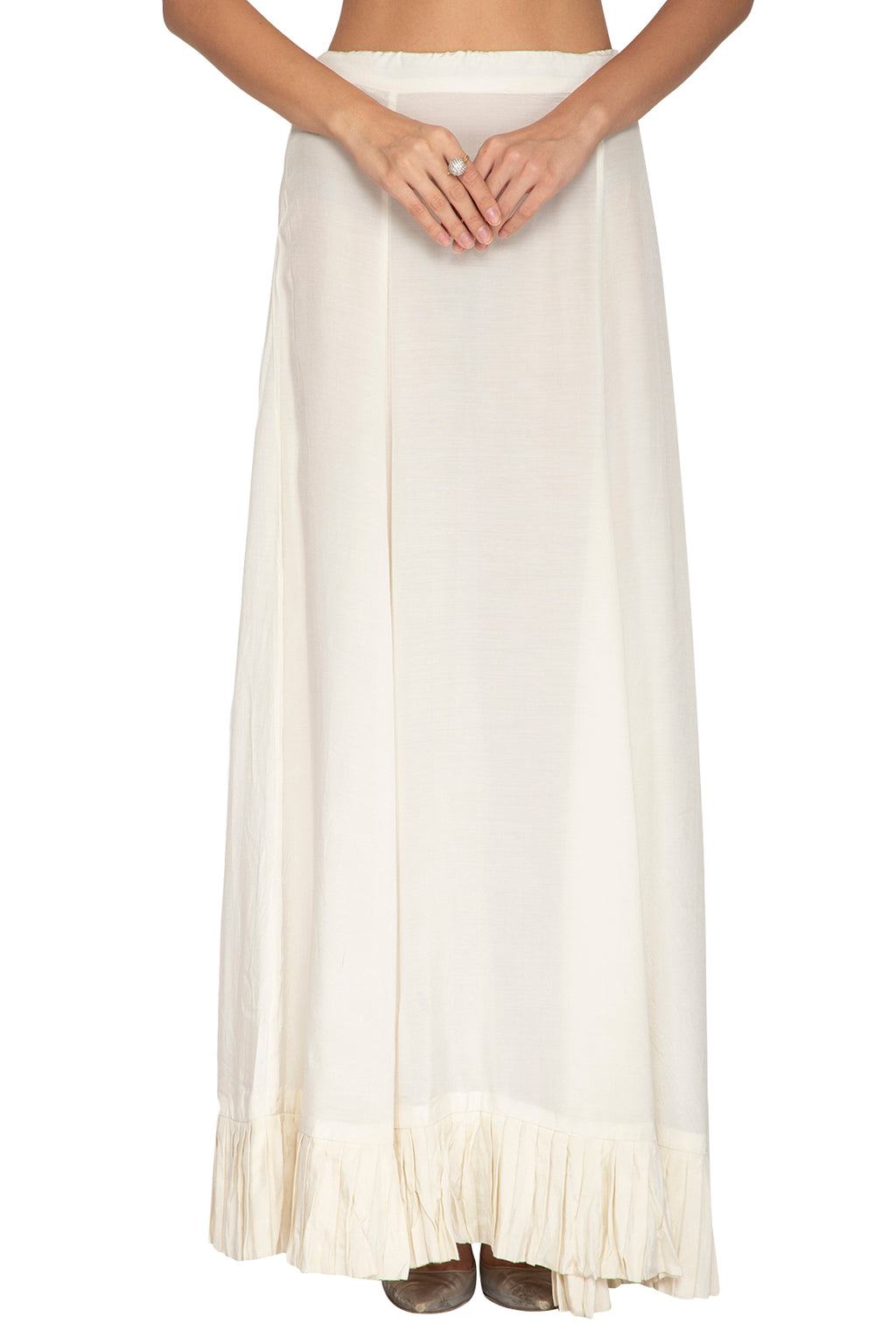 Ivory Stripe Saree With Embroidered Blouse