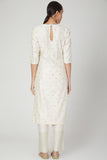 Ivory Polka dotted Embroidered Kurta and  Plazo Set