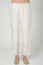 Ivory Polka Dotted Embroidered Kurta And  Plazo Set