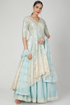 Chanderi lehenga with long jacket