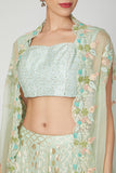 mint green chanderi lehenga