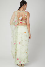 Mint Green Embroidered Saree Set