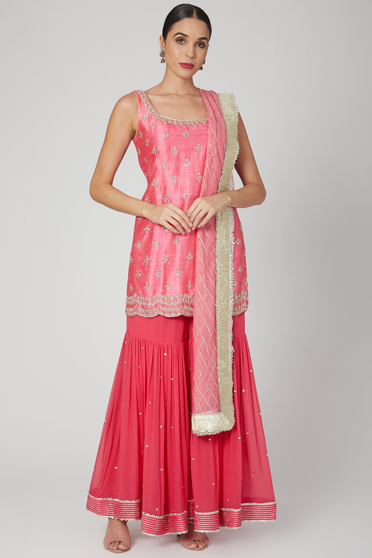 Light Pink Embroidered Sharara Set