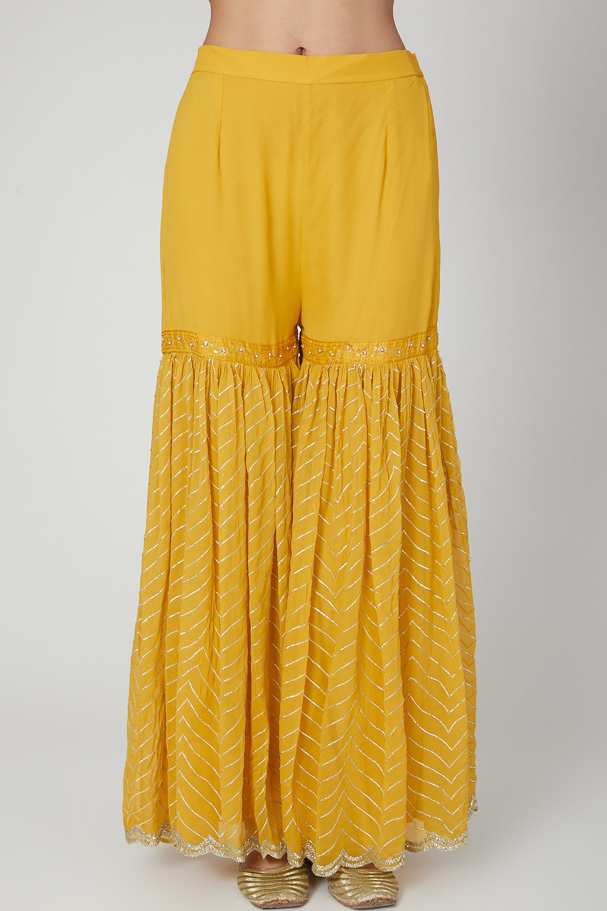 yellow chikankari sharara