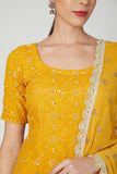 yellow chikankari sharara