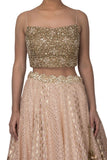 Peach Pink Chanderi Lehenga with Spaghetti Strap Top