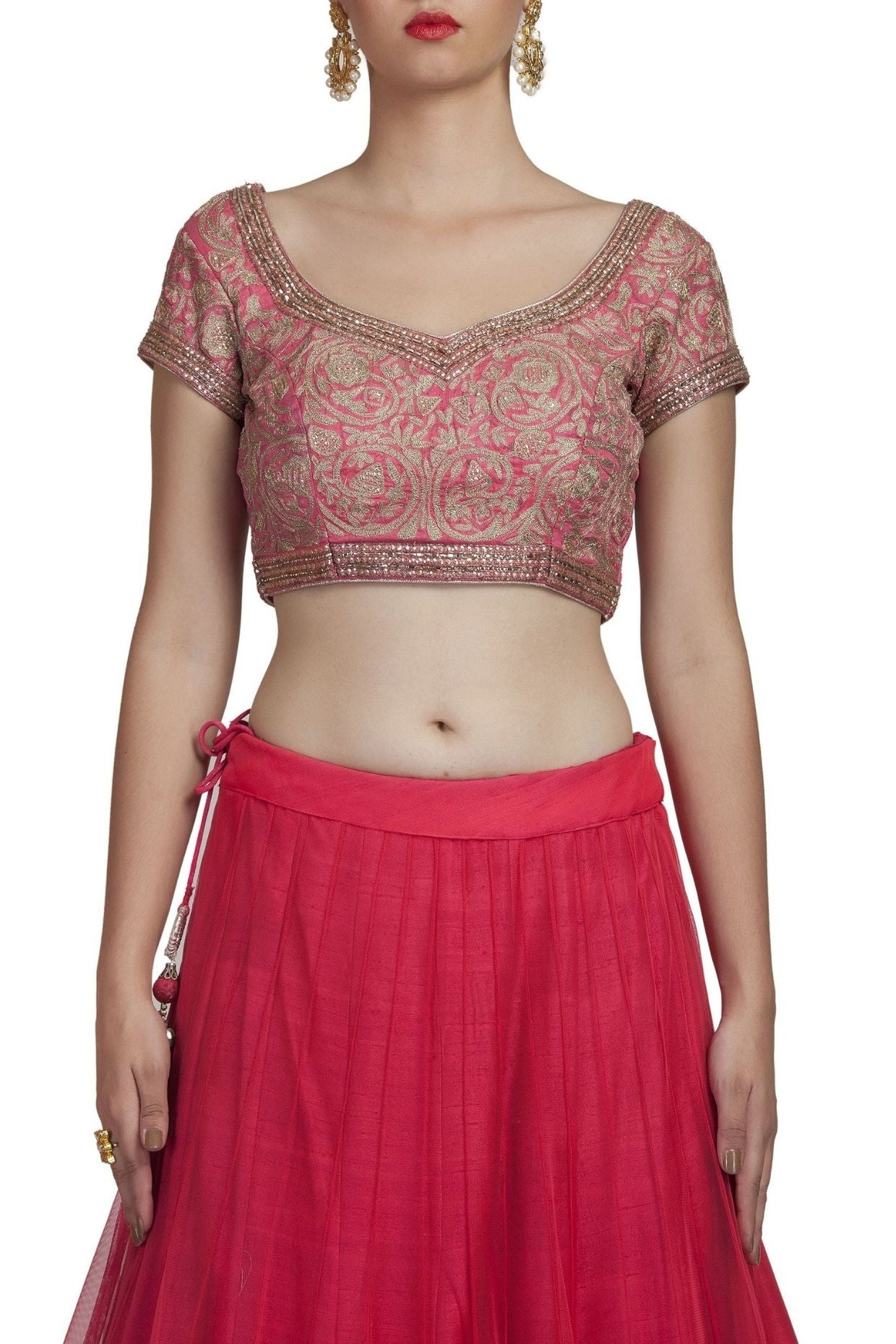 Pink Embroidered Silk Lehenga Choli