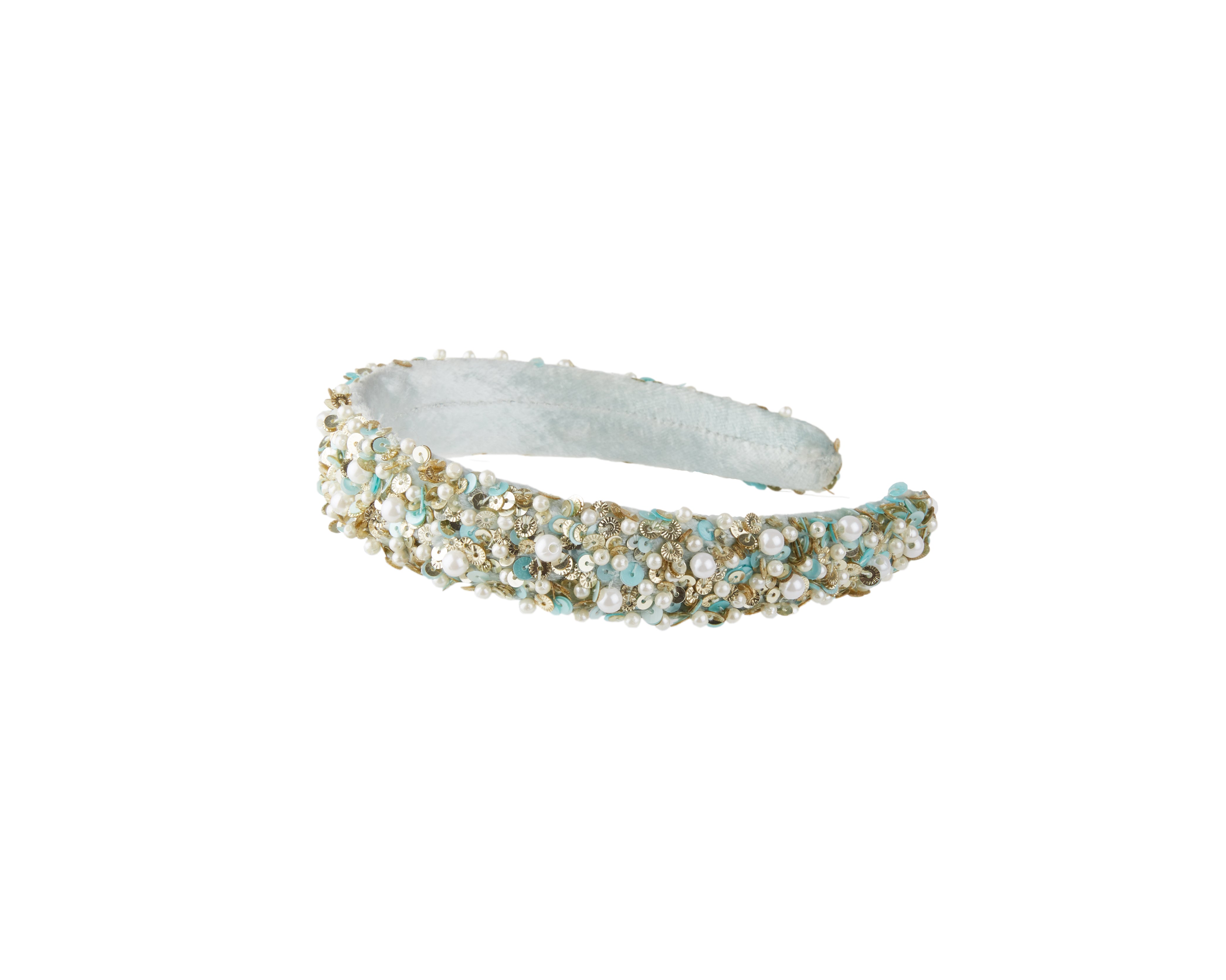 Blue Hairband With Sequin And Pearl