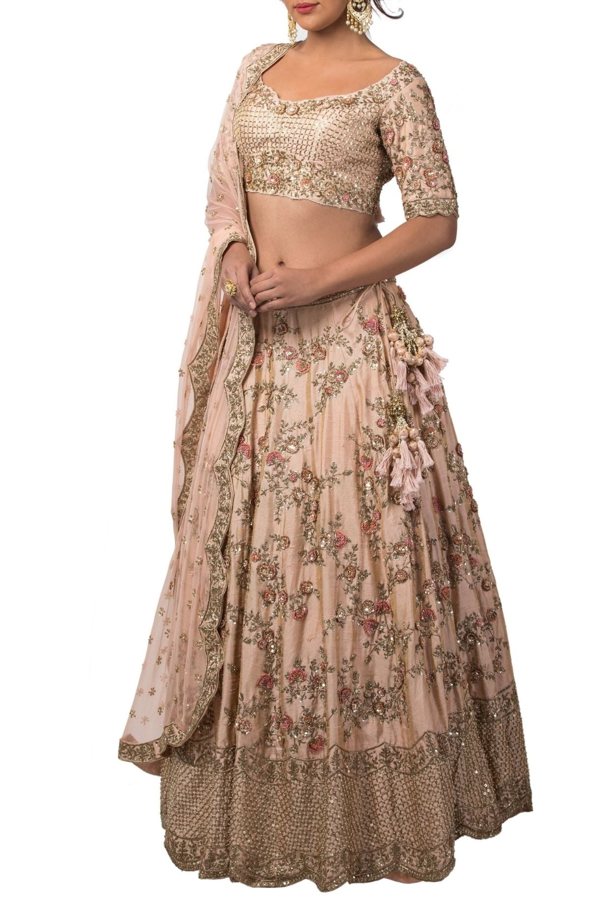 Old Rose colour Heavy Embroidery Lehenga Choli and Dupatta