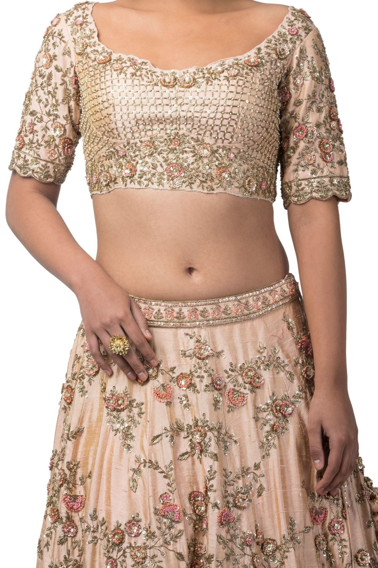 Old Rose color Heavy Embroidery Lehenga and Choli