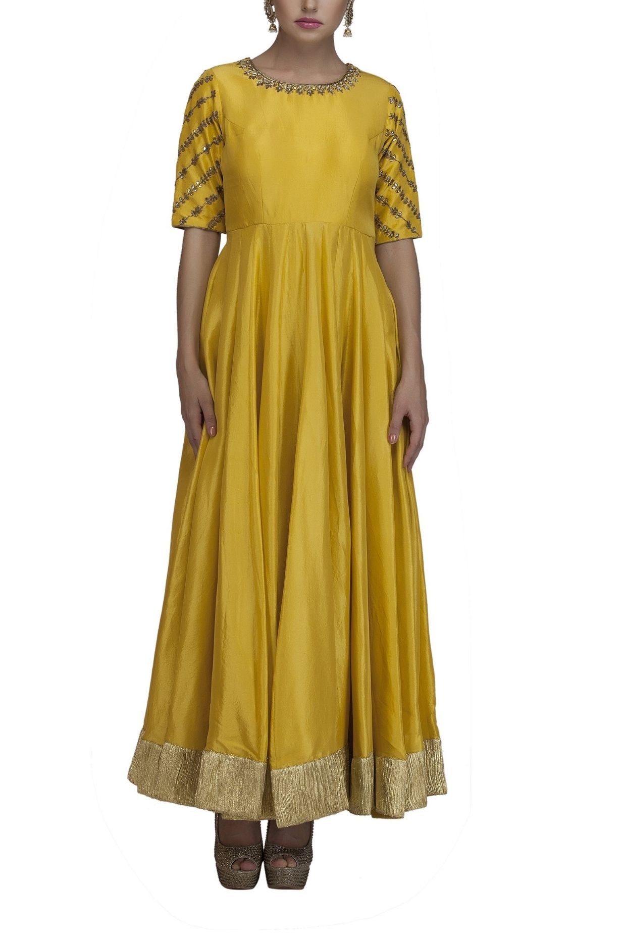 Yellow Anarkali Suit With Embroidery