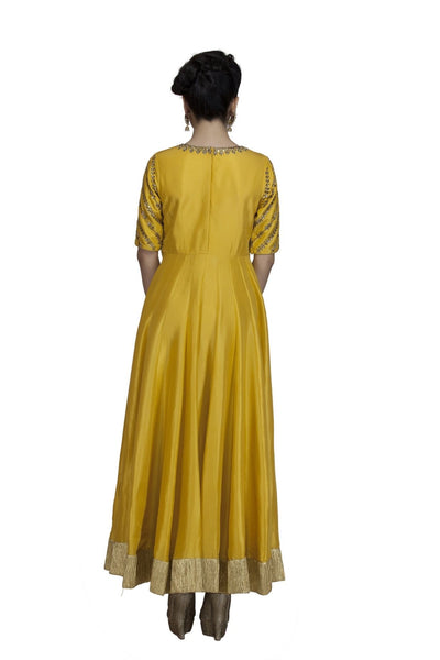 Cotton Solid Yellow Anarkli Suit Set | Indian Ethnic wear online USA – Ria  Fashions