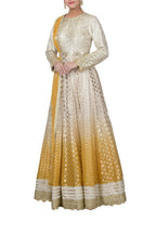 Yellow Ombre Dyed Chanderi Anarkali Suit with Dupatta side