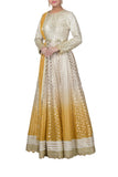 Yellow Ombre Dyed Chanderi Anarkali Suit with Dupatta side