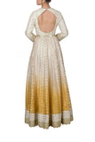 Yellow Ombre Dyed Chanderi backless Anarkali Suit